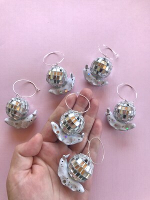Disco Snail Earrings, Cottagecore earrings, Snail Jewelry, unique earrings, Quirky earring, funky earrings, cool earrings, weird earrings - image4